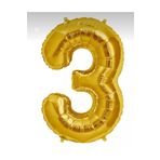 Yogi parti 3 Rakam Balon Sarı Gold 16*36 Cm Helyum Uyumlu Uçan Balon