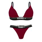 Yohannes Club Kadın, İç Çamaşırı Takımı, (Üçgen Sütyen- lastik Brazilian Külot) (Bordo, XLarge (XL))