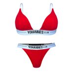 Yohannes Club Kadın, İç Çamaşırı Takımı, (Üçgen Sütyen- lastik Brazilian Külot) (Kırmızı, Small (S))