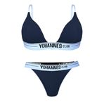 Yohannes Club Kadın, İç Çamaşırı Takımı, (Üçgen Sütyen- lastik Brazilian Külot) (Lacivert, Large (L))