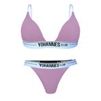 Yohannes Club Kadın, İç Çamaşırı Takımı, (Üçgen Sütyen- lastik Brazilian Külot) (Lila, Large (L))