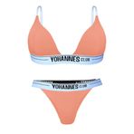 Yohannes Club Kadın, İç Çamaşırı Takımı, (Üçgen Sütyen- lastik Brazilian Külot) (Somon, Large (L))