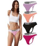 Yohannes Club, Kadın Lastik Kemerli, Pamuklu, Tanga Külot, 4'lü Paket,