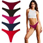 Yohannes Club Kadın, Pamuklu Basic Tanga Külot, Çoklu Paket (Somon, Lila, Pembe, Kırmızı, Bordo, Medium (M))