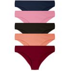Yohannes Club Kadın, Pamuklu Hipster Basic Külot, Çoklu Paket (Somon, Pudra, Bordo, Lacivert, Siyah, Large (L))