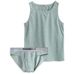 YohannesClub Erkek Çocuk Pamuklu İç Çamaşırı Takımı, Slip Külot ve Atlet, Çoklu Paket (Mavi Melanj, 5-6 Yaş)