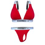 YohannesClub, Kadın, İç Çamaşırı Takımı, (Las. Askılı Sütyen-Tanga) (Kırmızı, Small (S))