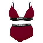 YohannesClub, Kadın, İç Çamaşırı Takımı, (Üçgen Sütyen-Boyshort) (Bordo, XLarge (XL))