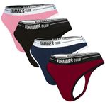 YohannesClub, Kadın, Lastik Kemerli Tanga Külot, (Pudra, Bordo, Lacivert, Siyah, Small (S))