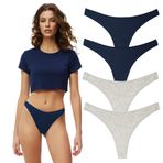 YohannesClub, Kadın, Pamuklu Basic Tanga Külot, Çoklu Paket (Gir-Lacivert (2+2), Small (S))