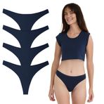 YohannesClub, Kadın, Pamuklu Basic Tanga Külot, Çoklu Paket (LacivertX4, Small (S))