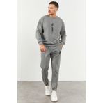Yoho Sport - Erkek Dikey Oversize 0 yaka Eşofman Takımı Gri L