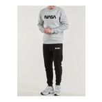 Yoho Sport - Eşofman Takımı NASA baskılı Unisex kışlık Kalın pamuklu Sweatshirt ve Eşofman altı 2' li set Gri M