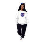 Yoho Sport - Eşofman Takımı Nasa Baskılı Ünisex Kışlık Sweatshirt ve Eşofman Altı 2 li Set Combin Takım Pamuklu BEYAZSİYAH S