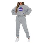 Yoho Sport - Eşofman Takımı Nasa Baskılı Ünisex Kışlık Sweatshirt ve Eşofman Altı 2 li Set Combin Takım Pamuklu GRİ S