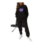 Yoho Sport - Eşofman Takımı Nasa Baskılı Ünisex Kışlık Sweatshirt ve Eşofman Altı 2 li Set Combin Takım Pamuklu SİYAH M