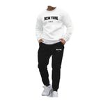 Yoho Sport - Eşofman Takımı NewYork Baskılı Unisex Kışlık Kalın Pamuklu Sweatshirt Ve Eşofman Altı 2' Li Set Beyaz M