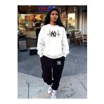 Yoho Sport - Eşofman Takımı NY Baskılı Ünisex Kışlık Sweatshirt ve Eşofman Altı 2 li Set Combin Takım Pamuklu BEYAZSİYAH M