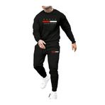 Yoho Sport - Eşofman Takımı Paris baskılı Unisex kışlık Kalın pamuklu Sweatshirt ve Eşofman altı 2' li set Siyah S