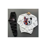 Yoho Sport - Panda Baskılı Original Ünisex Kışlık Sweatshirt ve Eşofman Altı 2 li Set Combin Takım SİYAHBEYAZ L