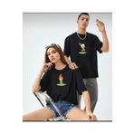 Yoho Sport - Yeni Sezon Oversize Geniş Kalıp Unisex Bambam-çakıl Siyah Sevgili Kombini Yazlık T-shirt Siyah M