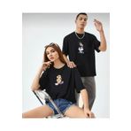 Yoho Sport - Yeni Sezon Oversize Geniş Kalıp Unisex Tom Baskılı Siyah Sevgili Kombini Yazlık T-shirt Siyah L