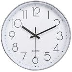 Yoiolclc Duvar Saati Modern Tasarım, Mutfak, Sınıf için Sessiz Tik Takmayan Pille Çalışan Saatler (25,7 cm, Gümüş)