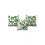 Yok Yok Evim Eve Dair Her Şey Çift Taraflı 3 Lü Set Tropikal Yaprak Ve Flamingo Dijital Baskılı Kırlent Kılıfı 50X50