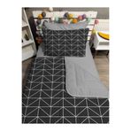 yok yok evim eve dair her şey KAPİTONE Gri GEOMETRİK 4Parça(%100PAMUK 120X200 lastikli çarşaflı) Tek kişilik yatak örtüsü takımı
