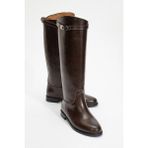 Yoko Kahve Cilt Kemerli Kadın Binici Çizme - Kahverengi