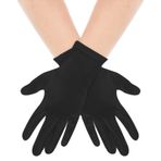 Yolev Kısa saten eldiven bilek uzunluğu opera eldivenleri kadın elbisesi eldiven düğün gelin eldiven akşam yemeği ziyafet çay partisi için, Siyah, 22 * 8.5cm/8.66 * 3.45inch