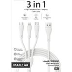 Yollayenilensin 3in1 Çoklu Hızlı Şarj ve Data Kablosu – Type-C Lightning Mikro USB 2.4A Dayanıklı Tpe 1.2 Metre Kablo - Çok Renkli