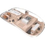 Yollayenilensin Şeffaf Sessiz Kablosuz Mouse – Bluetooth 2.4g Üç Modlu Şarjlı LED Işıklı Ofis Pc Mouse - Pembe