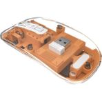 Yollayenilensin Şeffaf Sessiz Kablosuz Mouse – Bluetooth 2.4g Üç Modlu Şarjlı LED Işıklı Ofis Pc Mouse - Turuncu
