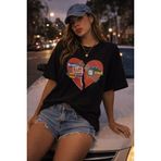 YOLO STREET Kırık Kalp Baskılı Oversize Beyaz Tişört –Kadın Streetwear T-Shirt (2XL)