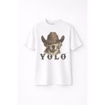YOLO STREET OVERSİZE BEYAZ BASKILI ERKEK TİŞÖRT