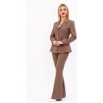 Yonca Ceket & Ispanyol Paça Pantolon Takım-Kahve - 36