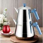 Yonca Lines L-3064 Piramit Orta Boy Çelik Çaydanlık Bakalit Gri - Bronz