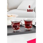 Yonca Rayan Loretta Cam 6'lı Çay Kahve Meşrubat Bardağı Çay Bardağı Mug Fincan Seti Ayaklı 100 ml