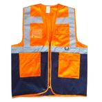 Yönetici İkaz Yeleği Turuncu/Lacivert XL Beden