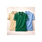 YONEZ MODA Erkek Modern Polo Yaka Fermuarlı Triko T-Shirt 3'lü Set - Süper Ekonomik Avantajlı Paket