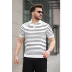 YONEZ MODA Erkek Rahat Kalıp İnce Çizgili Triko Tişört