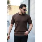 YONEZ MODA Erkek Rahat Kalıp Kare Desenli Polo Yaka Triko Tişört