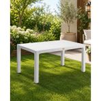 Yonga concept Rattan 80X140 Camsız Plastik Balkon Teras ve Bahçe Masası Dış Mekan - Beyaz