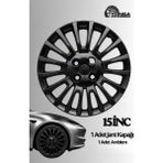 YONGA OTO AKSESUAR FİAT DOBLO 15 İnç Jant Kapağı 1 Adet Piano Black +1 Amblem Fiat Punto, Albea, Fiorino,Uyumlu