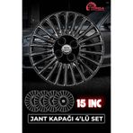 YONGA OTO AKSESUAR Fiat Fiorino 15 İnç Jant Kapağı 4'lü Set Piano Black + 4 Amblem + 8 Cırt Kelepçe