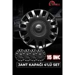 Yonga Oto Aksesuar Fiat Linea 15 Inç Jant Kapağı 4'lü Set Paino Black + 4 Amblem + 8 Cırt Kelepçe