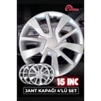 Yonga Oto Aksesuar Renault 15 Inç Jant Kapağı 4'lü Set Gümüş + 4 Amblem + 8 Cırt Kelepçe