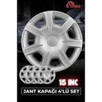 Yonga Oto Aksesuar Renault Kangoo 15 Inç Jant Kapağı 4'lü Set Gümüş + 4 Amblem + 8 Cırt Kelepçe