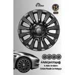 Yonga Oto Aksesuar Toyota Corolla 15 Inç Jant Kapağı 4'lü Set Piano Black + 4 Amblem + 8 Cırt Kelepçe - Parlak Siyah